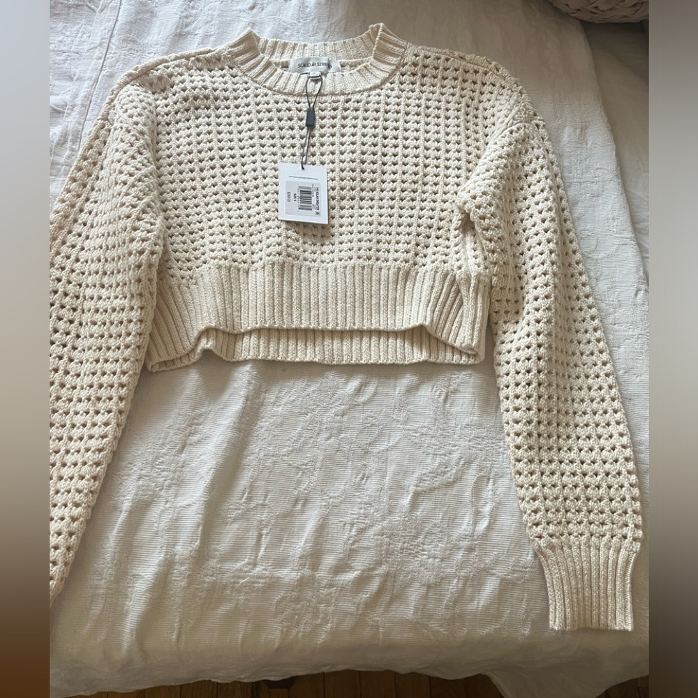 Solid and striped Nolan crochet sweater